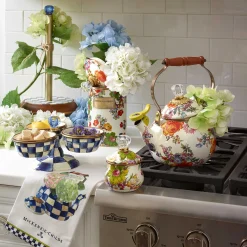 The Coffee Shop|Serveware|MacKenzie-Childs White Flower Market Lidded Sugar Bowl