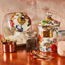 Room Accents|Kitchen Storage & Organization|MacKenzie-Childs White Flower Market Medium Canister