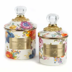 Room Accents|Kitchen Storage & Organization|MacKenzie-Childs White Flower Market Mini Canister