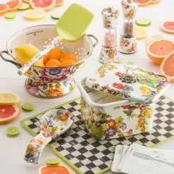 Kitchen Storage & Organization|MacKenzie-Childs White Flower Market Recipe Box