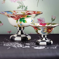 Serveware|MacKenzie-Childs White Flower Market Small Compote