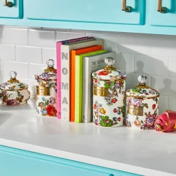Room Accents|Kitchen Storage & Organization|MacKenzie-Childs White Flower Market Small Canister