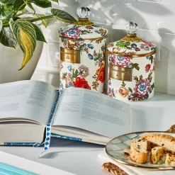Room Accents|Kitchen Storage & Organization|MacKenzie-Childs White Flower Market Small Canister