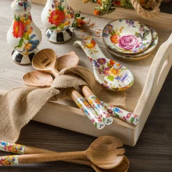 Kitchen Utensils & Tools|MacKenzie-Childs White Flower Market Spoon Rest