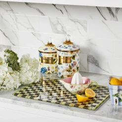Kitchen Storage & Organization|MacKenzie-Childs Wildflowers Blue Enamel Medium Canister