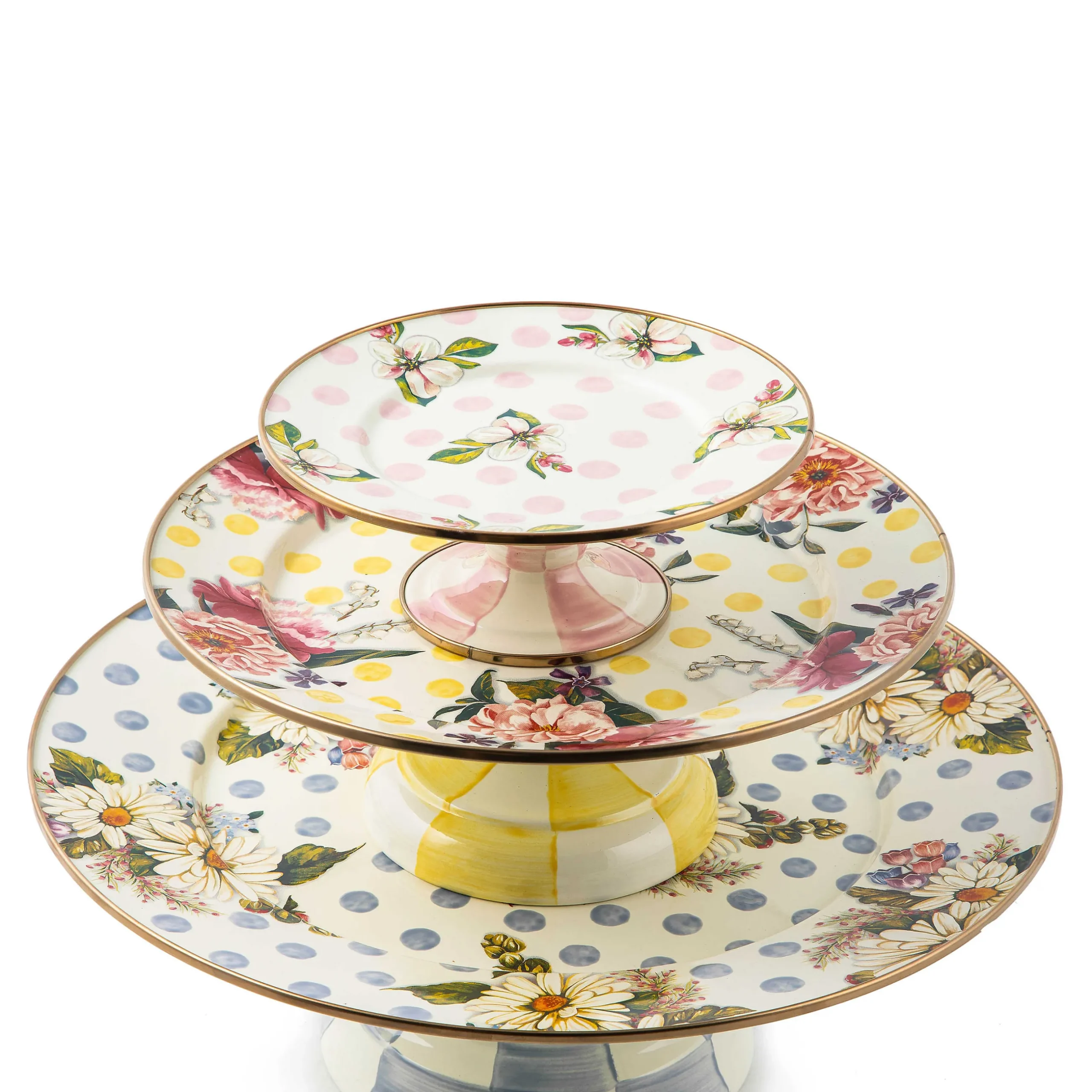 Serveware|MacKenzie-Childs Wildflowers Blue Large Pedestal Platter
