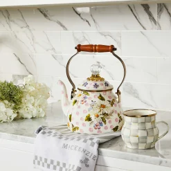 The Coffee Shop|Serveware|MacKenzie-Childs Wildflowers Pink 2 Quart Tea Kettle