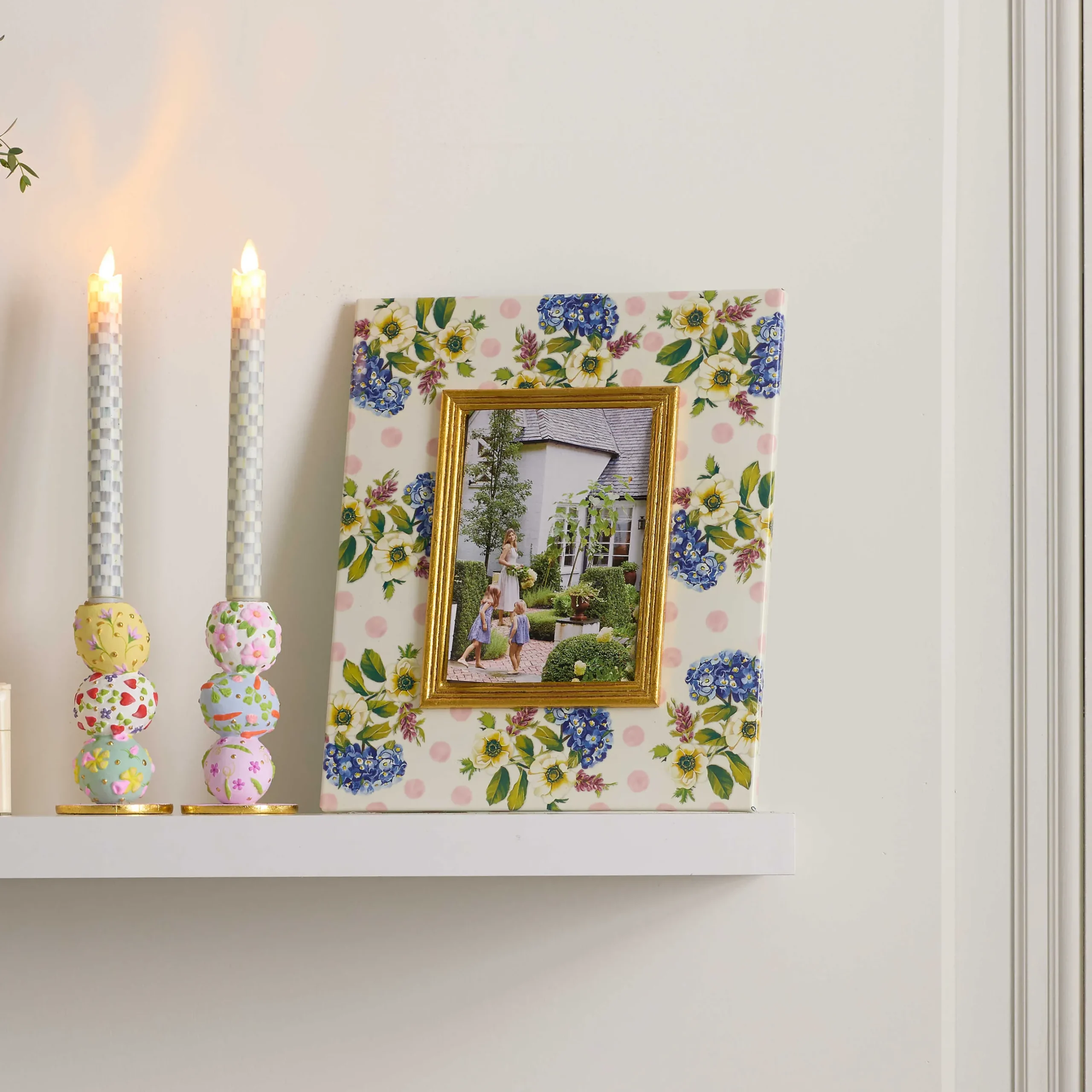 Room Accents|MacKenzie-Childs Wildflowers Pink 5 x 7 Frame