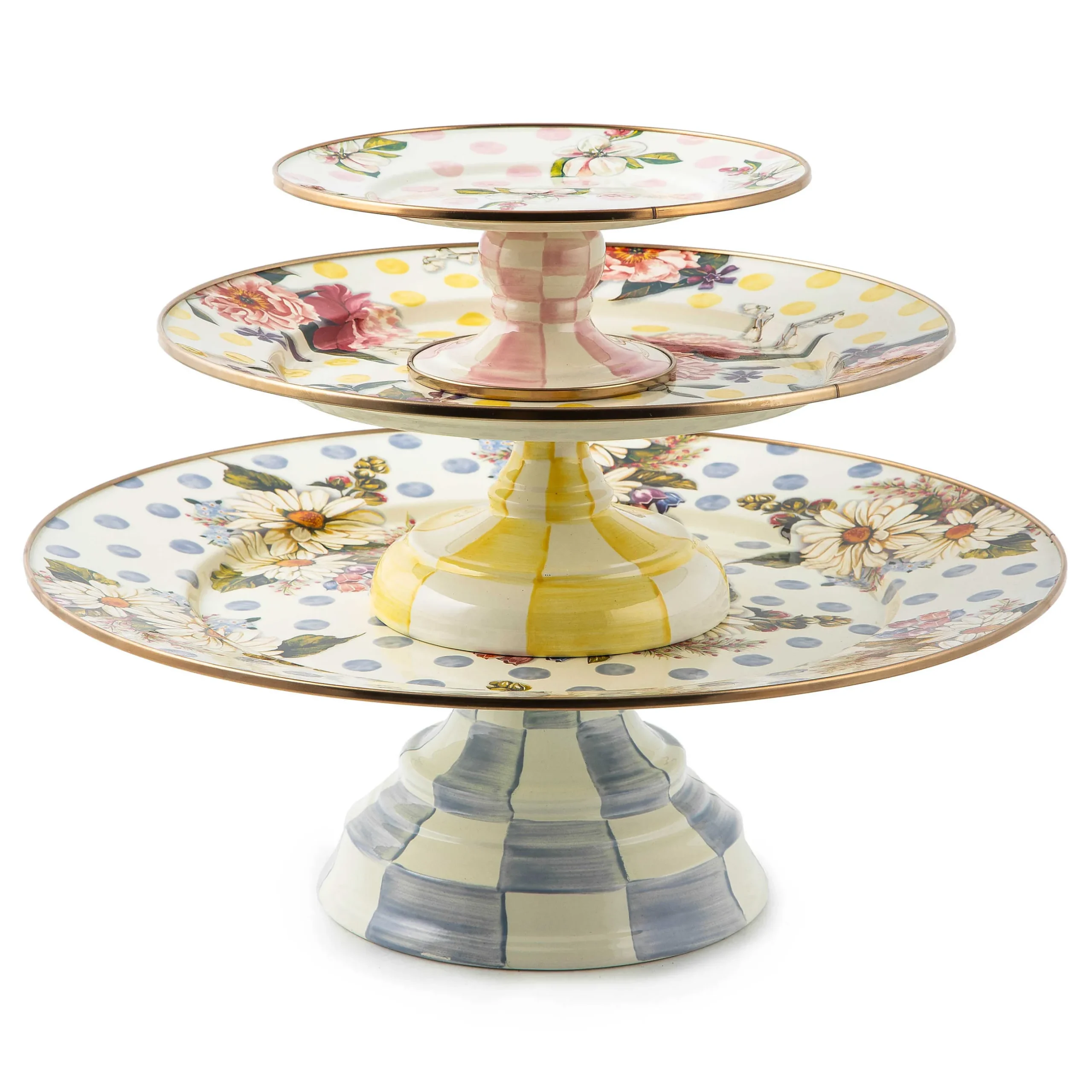 Serveware|MacKenzie-Childs Wildflowers Yellow Small Pedestal Platter